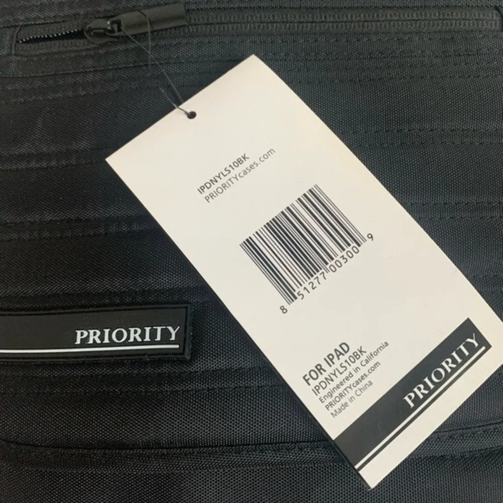 Unisex PRIORITY Black Nylon Crossbody iPad Travel Everyday Bag NWT